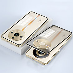 Custodia Lusso Alluminio Laterale Specchio 360 Gradi Cover per Realme 11 Pro+ Plus 5G Oro