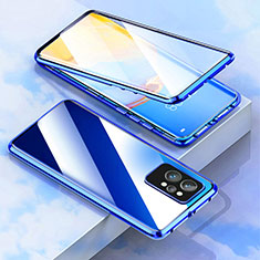 Custodia Lusso Alluminio Laterale Specchio 360 Gradi Cover per Realme GT Neo 3T 5G Blu