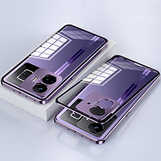 Custodia Lusso Alluminio Laterale Specchio 360 Gradi Cover per Realme GT5 5G Viola