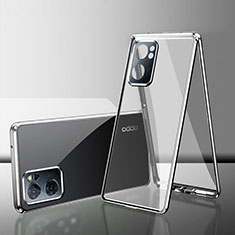 Custodia Lusso Alluminio Laterale Specchio 360 Gradi Cover per Realme Narzo 50 5G Argento