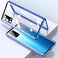 Custodia Lusso Alluminio Laterale Specchio 360 Gradi Cover per Realme Q2 Pro 5G Blu