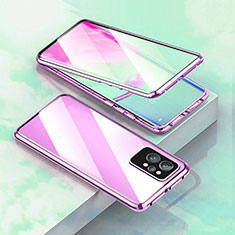 Custodia Lusso Alluminio Laterale Specchio 360 Gradi Cover per Realme Q5 Pro 5G Viola