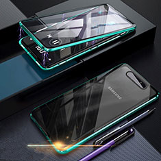 Custodia Lusso Alluminio Laterale Specchio 360 Gradi Cover per Samsung Galaxy A80 Verde