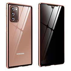 Custodia Lusso Alluminio Laterale Specchio 360 Gradi Cover per Samsung Galaxy Note 20 5G Bronze