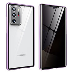 Custodia Lusso Alluminio Laterale Specchio 360 Gradi Cover per Samsung Galaxy Note 20 Ultra 5G Viola