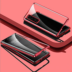 Custodia Lusso Alluminio Laterale Specchio 360 Gradi Cover per Vivo iQOO U1 Rosso