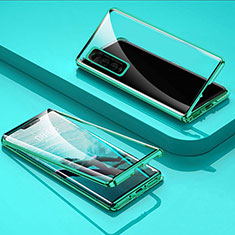 Custodia Lusso Alluminio Laterale Specchio 360 Gradi Cover per Vivo iQOO U1 Verde