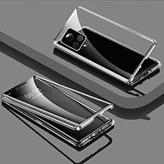 Custodia Lusso Alluminio Laterale Specchio 360 Gradi Cover per Vivo iQOO U3 5G Argento