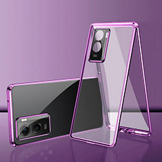 Custodia Lusso Alluminio Laterale Specchio 360 Gradi Cover per Vivo iQOO Z7i 5G Viola