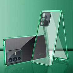 Custodia Lusso Alluminio Laterale Specchio 360 Gradi Cover per Vivo V23 Pro 5G Verde