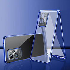 Custodia Lusso Alluminio Laterale Specchio 360 Gradi Cover per Vivo Y30 5G Blu