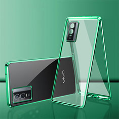 Custodia Lusso Alluminio Laterale Specchio 360 Gradi Cover per Vivo Y74s 5G Verde