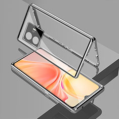 Custodia Lusso Alluminio Laterale Specchio 360 Gradi Cover per Vivo Y77 5G Argento