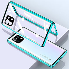 Custodia Lusso Alluminio Laterale Specchio 360 Gradi Cover per Xiaomi Mi 11 5G Verde