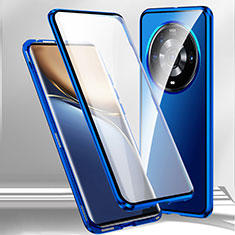 Custodia Lusso Alluminio Laterale Specchio 360 Gradi Cover per Xiaomi Mi 12 Ultra 5G Blu