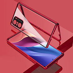 Custodia Lusso Alluminio Laterale Specchio 360 Gradi Cover per Xiaomi Poco F3 5G Rosso