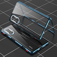 Custodia Lusso Alluminio Laterale Specchio 360 Gradi Cover per Xiaomi Poco F3 GT 5G Blu