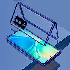 Custodia Lusso Alluminio Laterale Specchio 360 Gradi Cover per Xiaomi Poco F5 Pro 5G Blu