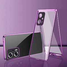 Custodia Lusso Alluminio Laterale Specchio 360 Gradi Cover per Xiaomi Poco X4 GT 5G Viola