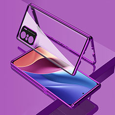 Custodia Lusso Alluminio Laterale Specchio 360 Gradi Cover per Xiaomi Redmi K40 Pro+ Plus 5G Viola