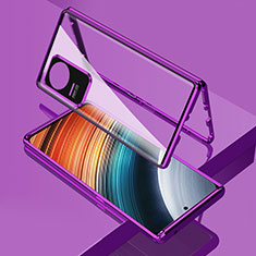 Custodia Lusso Alluminio Laterale Specchio 360 Gradi Cover per Xiaomi Redmi K40S 5G Viola