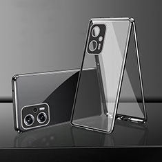 Custodia Lusso Alluminio Laterale Specchio 360 Gradi Cover per Xiaomi Redmi K50i 5G Nero