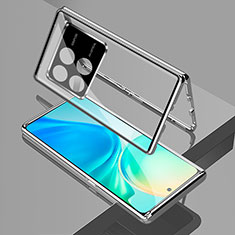 Custodia Lusso Alluminio Laterale Specchio 360 Gradi Cover per Xiaomi Redmi K70E 5G Argento