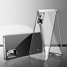 Custodia Lusso Alluminio Laterale Specchio 360 Gradi Cover per Xiaomi Redmi Note 10 5G Argento