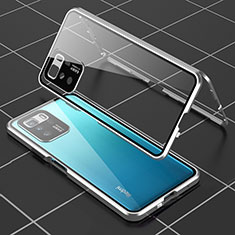 Custodia Lusso Alluminio Laterale Specchio 360 Gradi Cover per Xiaomi Redmi Note 10 Pro 5G Argento