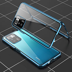 Custodia Lusso Alluminio Laterale Specchio 360 Gradi Cover per Xiaomi Redmi Note 10 Pro 5G Blu