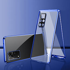 Custodia Lusso Alluminio Laterale Specchio 360 Gradi Cover per Xiaomi Redmi Note 11 Pro 4G Blu