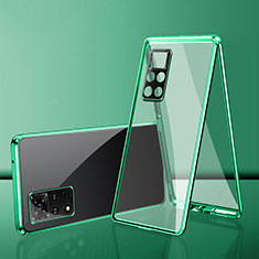 Custodia Lusso Alluminio Laterale Specchio 360 Gradi Cover per Xiaomi Redmi Note 11 Pro 5G Verde