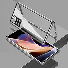 Custodia Lusso Alluminio Laterale Specchio 360 Gradi Cover per Xiaomi Redmi Note 11 Pro+ Plus 5G Argento