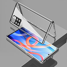 Custodia Lusso Alluminio Laterale Specchio 360 Gradi Cover per Xiaomi Redmi Note 11T 5G Argento
