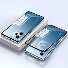 Custodia Lusso Alluminio Laterale Specchio 360 Gradi Cover per Xiaomi Redmi Note 12 Pro 5G Blu