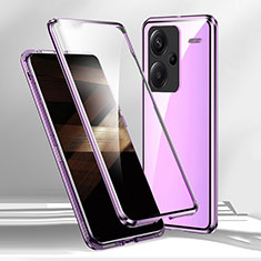 Custodia Lusso Alluminio Laterale Specchio 360 Gradi Cover per Xiaomi Redmi Note 13 Pro+ Plus 5G Viola