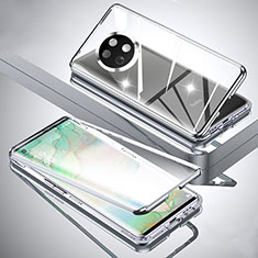 Custodia Lusso Alluminio Laterale Specchio 360 Gradi Cover per Xiaomi Redmi Note 9T 5G Argento