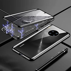 Custodia Lusso Alluminio Laterale Specchio 360 Gradi Cover T01 per Huawei Mate 30 Nero
