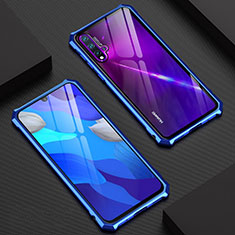 Custodia Lusso Alluminio Laterale Specchio 360 Gradi Cover T01 per Huawei Nova 5 Blu