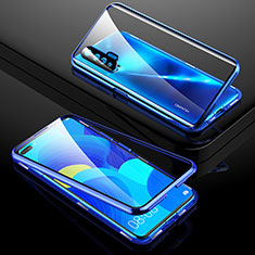 Custodia Lusso Alluminio Laterale Specchio 360 Gradi Cover T01 per Huawei Nova 6 Blu