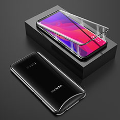 Custodia Lusso Alluminio Laterale Specchio 360 Gradi Cover T01 per Oppo Find X Nero