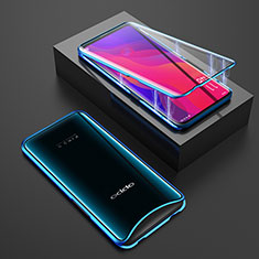 Custodia Lusso Alluminio Laterale Specchio 360 Gradi Cover T01 per Oppo Find X Super Flash Edition Blu