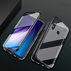 Custodia Lusso Alluminio Laterale Specchio 360 Gradi Cover T01 per Xiaomi Redmi Note 8 Nero