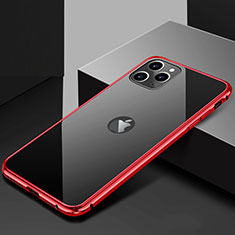 Custodia Lusso Alluminio Laterale Specchio 360 Gradi Cover T02 per Apple iPhone 11 Pro Rosso e Nero