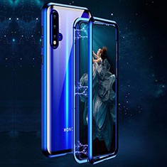 Custodia Lusso Alluminio Laterale Specchio 360 Gradi Cover T02 per Huawei Honor 20 Blu