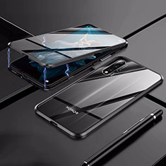 Custodia Lusso Alluminio Laterale Specchio 360 Gradi Cover T02 per Huawei Honor 20 Nero