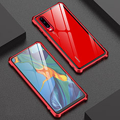 Custodia Lusso Alluminio Laterale Specchio 360 Gradi Cover T02 per Huawei P30 Rosso