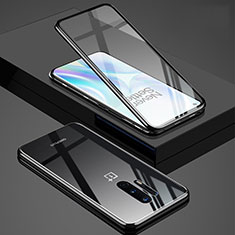 Custodia Lusso Alluminio Laterale Specchio 360 Gradi Cover T02 per OnePlus 8 Pro Nero