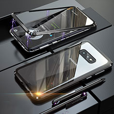 Custodia Lusso Alluminio Laterale Specchio 360 Gradi Cover T02 per Samsung Galaxy S10e Nero