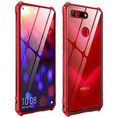 Custodia Lusso Alluminio Laterale Specchio 360 Gradi Cover T03 per Huawei Honor V20 Rosso